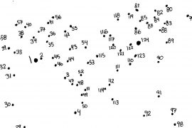 A connect the dots image showing individual numbered dots that will transform into an image once the drawer connects them with a series of lines.