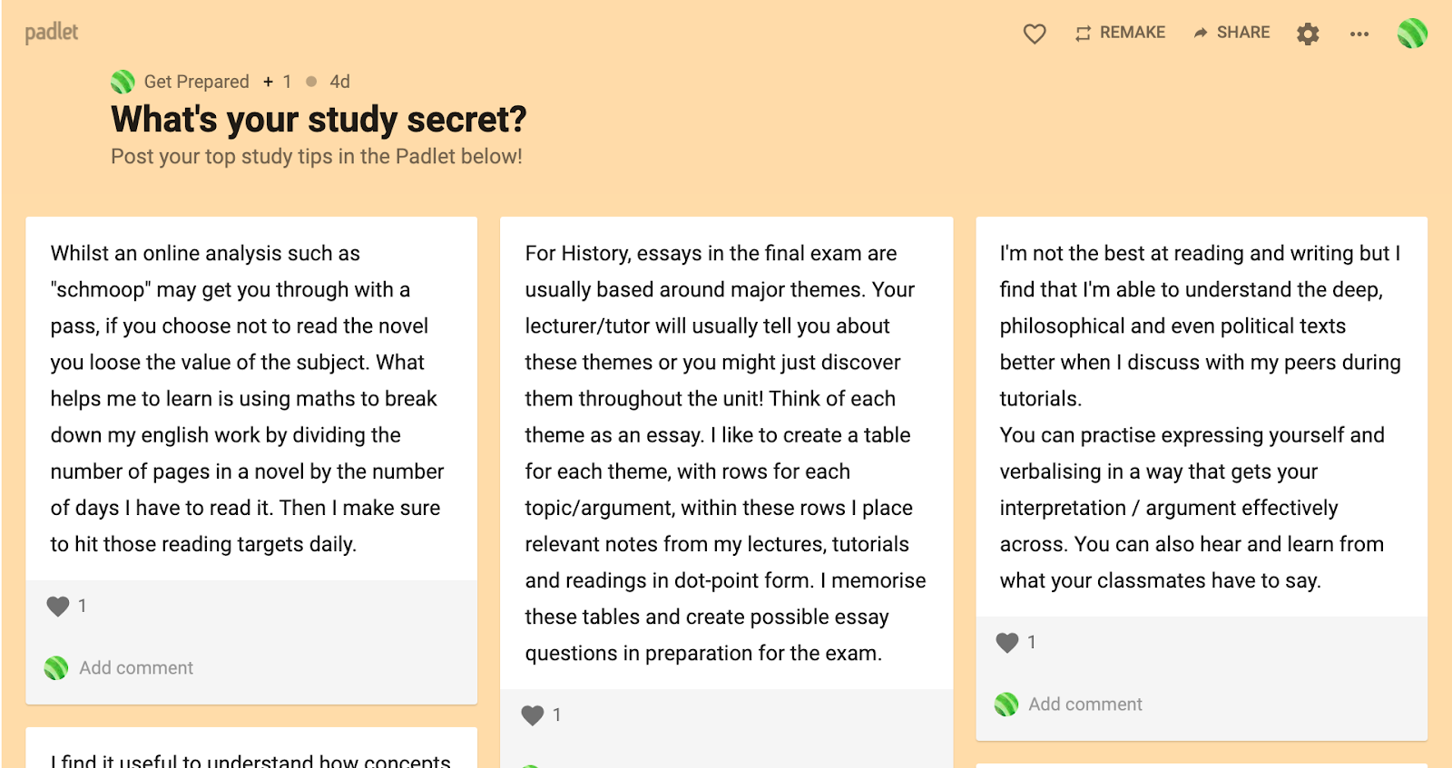 Padlet - What's your study secret