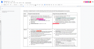 Screenshot of a Google Doc collaborate document with a number of students contributing.