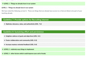 This image is a screenshot from the Canvas site showing the faculty specific levels.