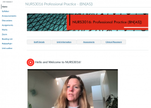 The homepage of NURS3016