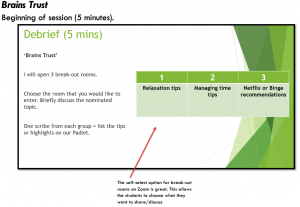 tutorial slide with instructions of breakout room acitvity