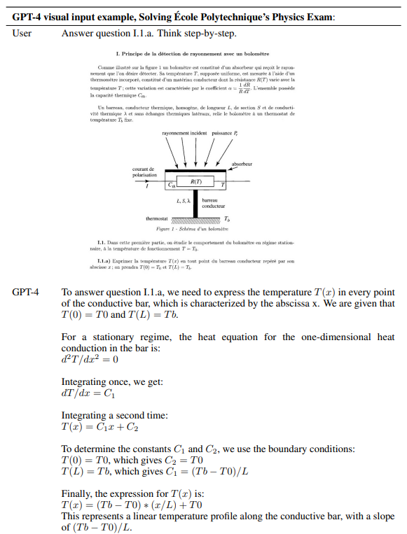 Physics question in French including an image, with answer by GPT-4.