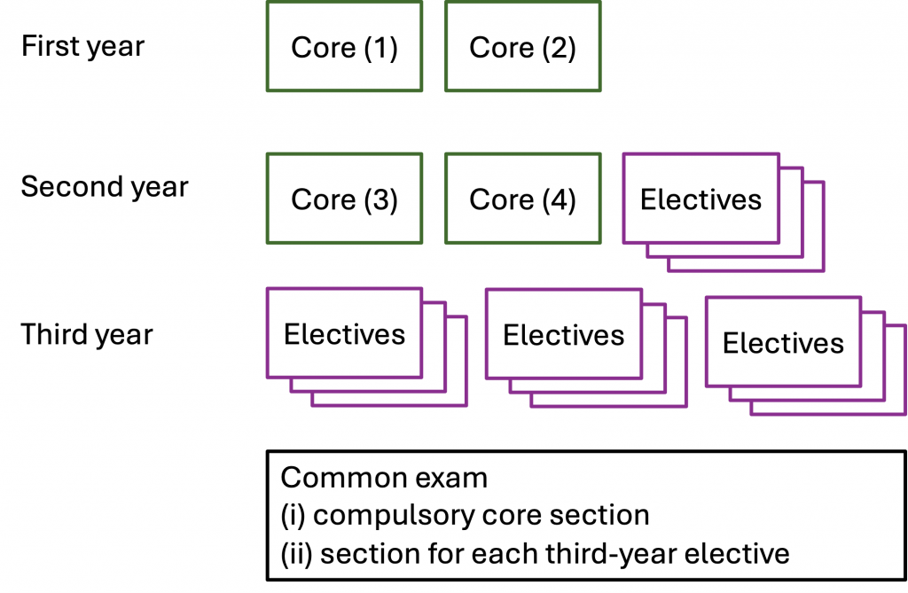 2 + 3 + 3 major with a shared assessment in third year