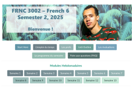 A screenshot of the FRNC3022 homepage, showing a picture of Gaël Faye and general information about the unit's structure.