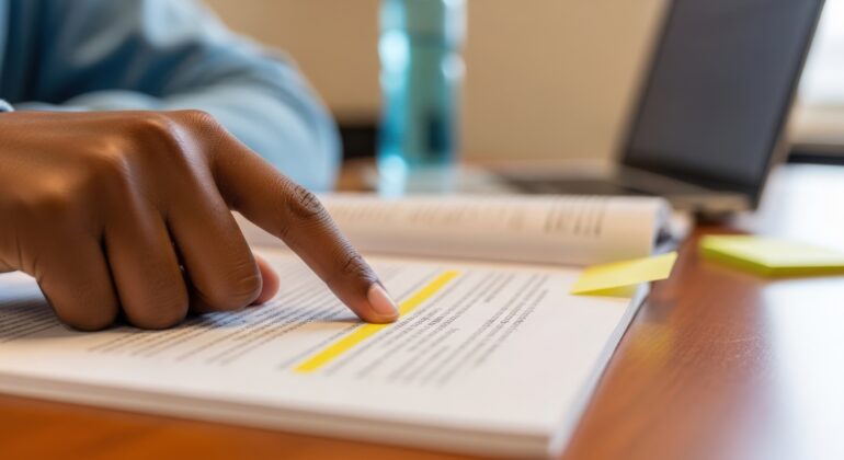 Person studying with highlighted text, Nataly, 2026, Adobe Stock)